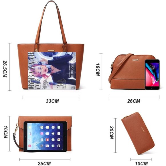 Women Fashion Synthetic Leather Handbags Tote Bag Shoulder Bag Top Handle Satche - Picture 5 of 6